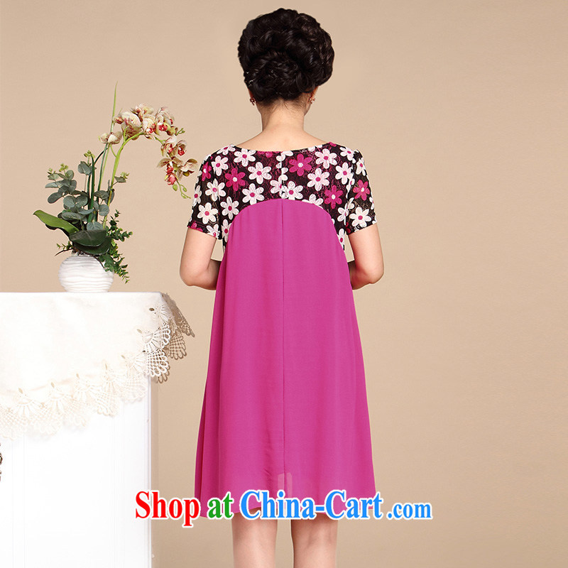 MOM with dresses, older women Summer Snow woven stamp duty stitching large skirts dresses, older dresses summer green 5 XL, cherry cheese D. (yingzhicao), shopping on the Internet