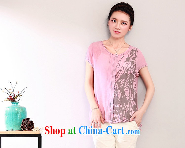 DKchenpin 2015 summer larger women, older style stamp short sleeve shirt T girl mothers with pink 3XL pictures, price, brand platters! Elections are good character, the national distribution, so why buy now enjoy more preferential! Health