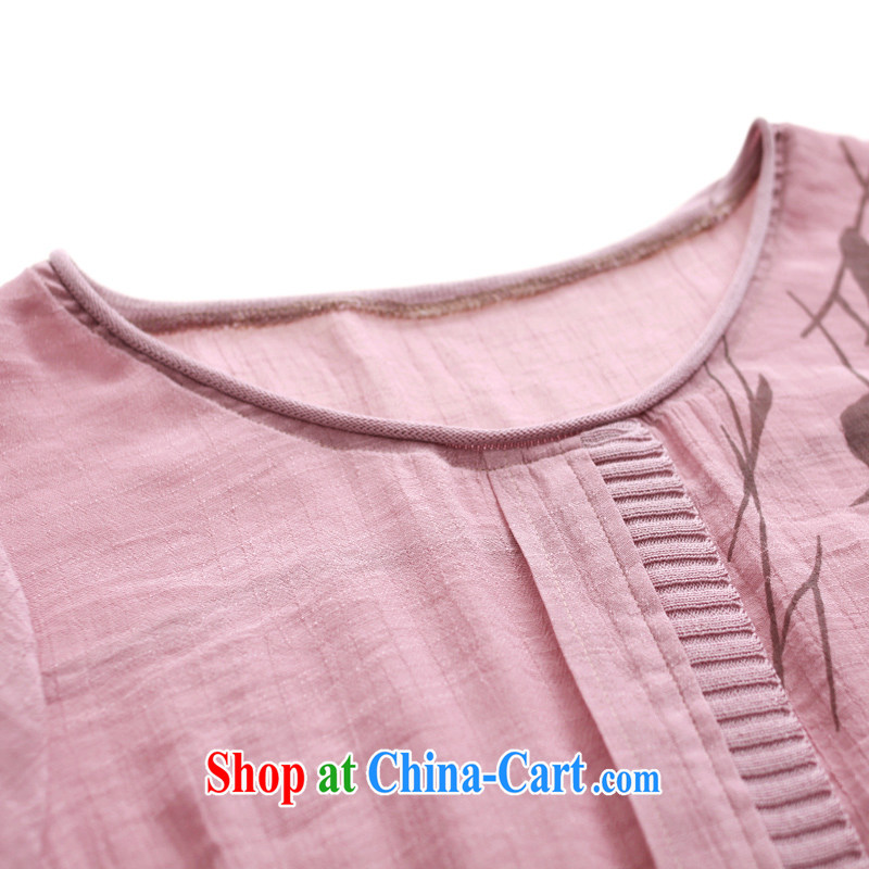 DKchenpin 2015 summer larger women, older style stamp short sleeve shirt T girl mothers with pink 3XL, DKCHENPiN, shopping on the Internet
