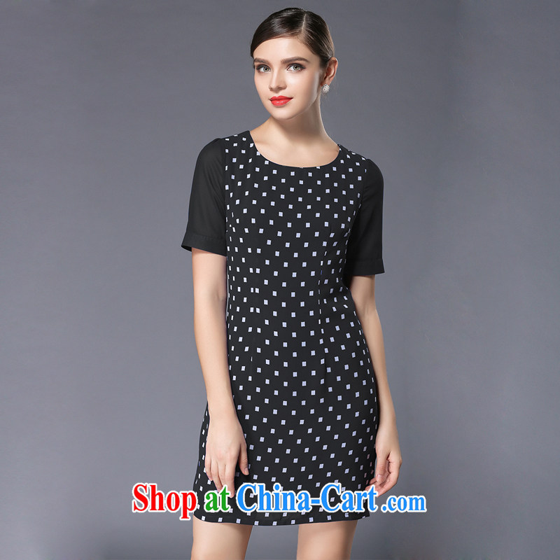 The silk, honey XL girls thick MM graphics thin summer squares stamp beauty dresses ZZ 3357 black 4XL (165 jack - 180 jack wear), the population, honey, and shopping on the Internet