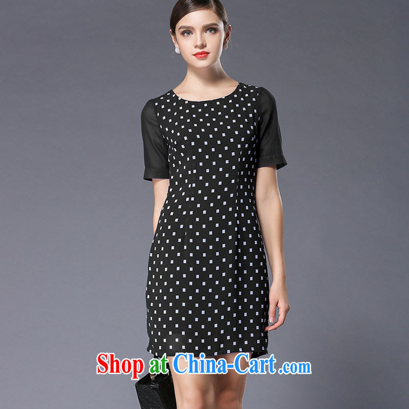 The silk, honey XL girls thick MM graphics thin summer squares stamp beauty dresses ZZ 3357 black 4XL (165 jack - 180 jack wear), the population, honey, and shopping on the Internet