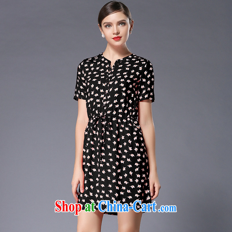 The silk, honey XL girls thick MM graphics thin summer beauty stamp duty dress ZZ 3349 black 2 XL (135 jack - 149 jack wear), the population, honey, and shopping on the Internet
