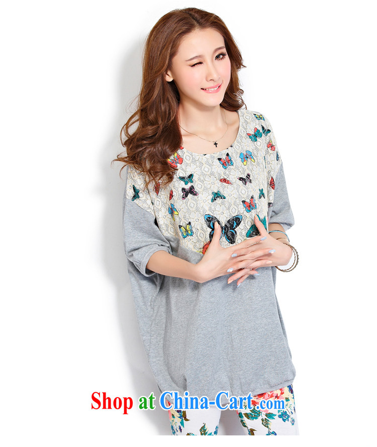 tai sin cat 2015 summer new stylish large Code women cotton loose T-shirt and indeed increase sport and leisure package gray XXXXL pictures, price, brand platters! Elections are good character, the national distribution, so why buy now enjoy more preferential! Health