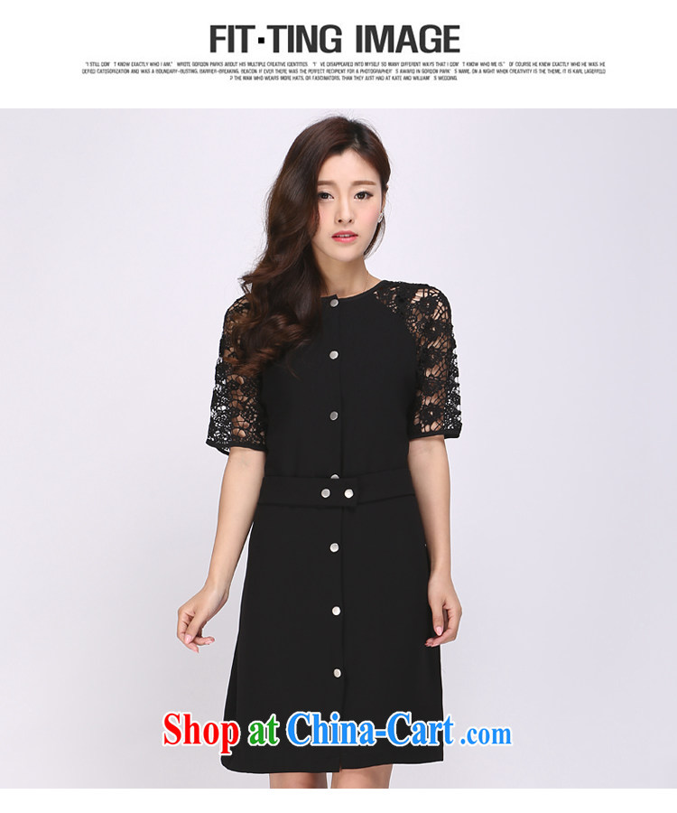 Laurie flowers, thick MM summer 2015 new, larger female graphics thin skirt lace spell series dress cardigan 1138 black 6 XL pictures, price, brand platters! Elections are good character, the national distribution, so why buy now enjoy more preferential! Health