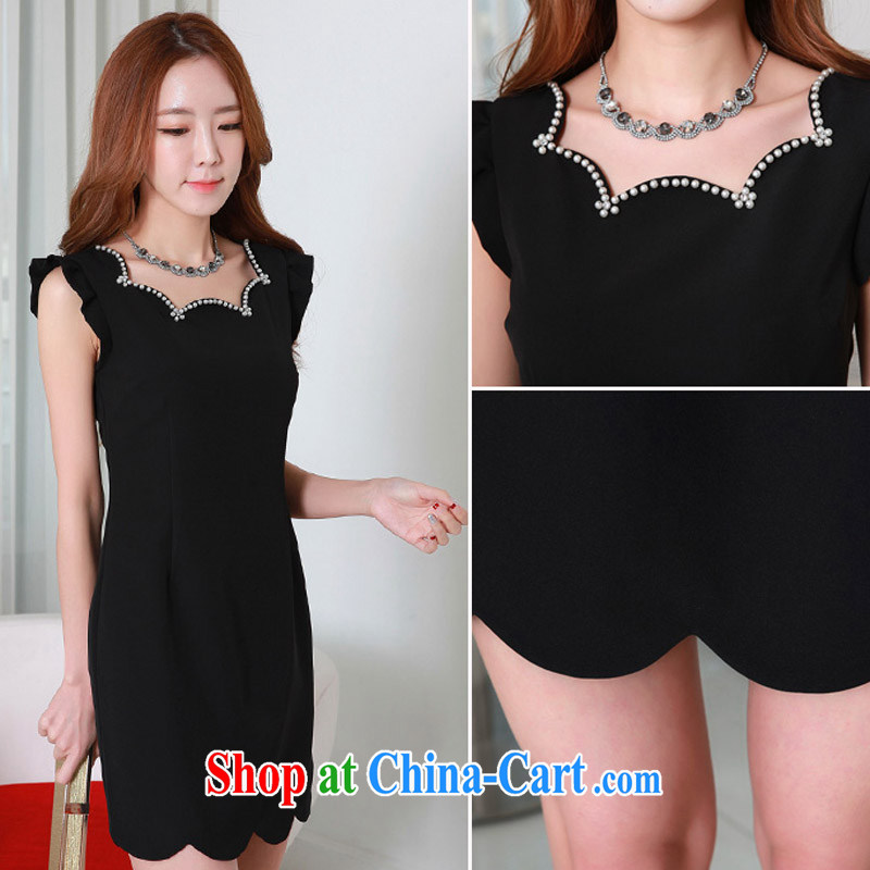 Land is the Yi, female 2015 summer new Korean version thick sister beauty graphics thin large code dresses the waist sexy career package and Aura short skirt black 3 XL, land is still the garment, and shopping on the Internet