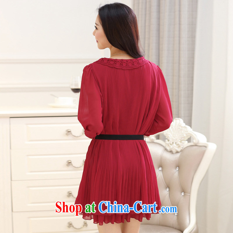 According to perfect summer 2015 new FAT sister and indeed increase code 200 Jack loose video thin 100, snow-woven dresses female Y 2135 cherry red 4 XL, perfect (Yibofei), online shopping