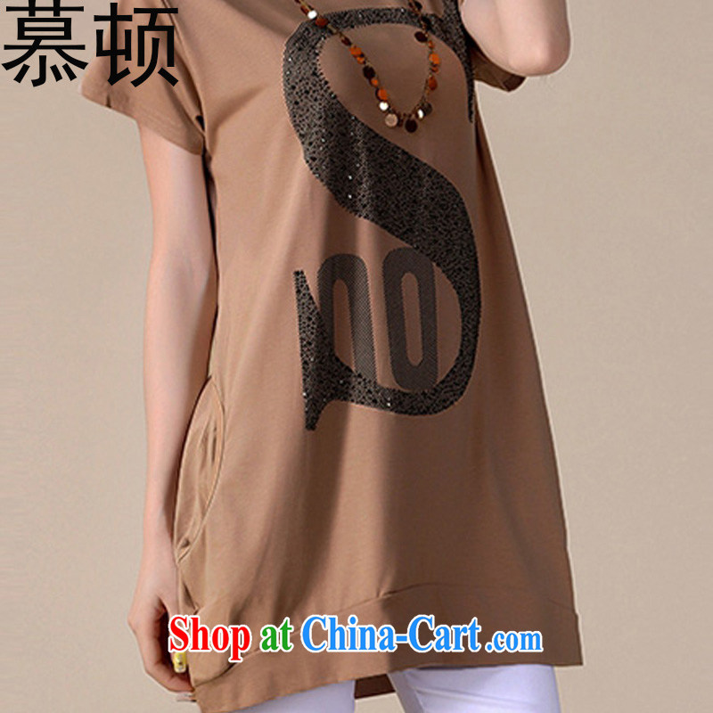 The Clinton's 2015 spring and summer new Korean version graphics thin stamp solid shirt XL female T shirts female short-sleeved loose B 300 XXXL Brown, Bill Clinton, and, shopping on the Internet