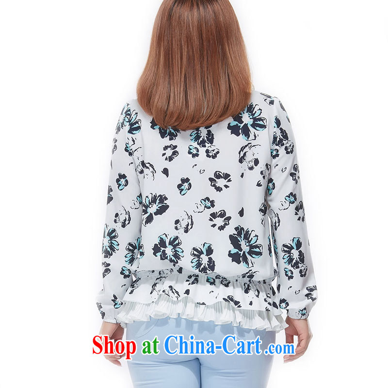 MSSHE XL girls 2015 new spring stamp flouncing round-collar long-sleeved snow woven shirts 2781 white on stamp duty 6 XL, Msshe, shopping on the Internet
