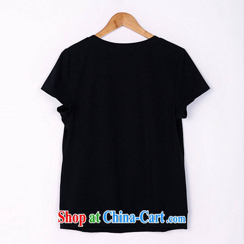 The Constitution is the ladies' 2015 summer New MM thick and fat and cultivating graphics thin stamp short sleeve shirt T 2529 black 138/6 XL, constitution, QIAN AI), online shopping