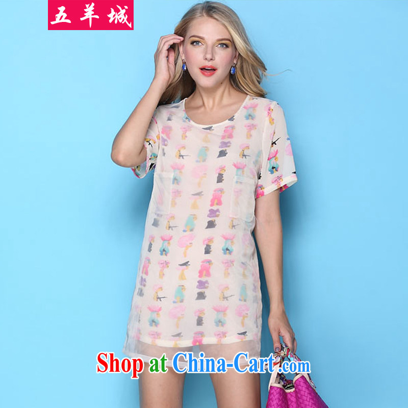 Five Rams City in Europe and indeed the XL women 2015 new thick mm summer fat, video thin European root yarn short-sleeved snow woven dresses 184 photo color 5 XL recommendations 175 - 220, 5 rams City, shopping on the Internet