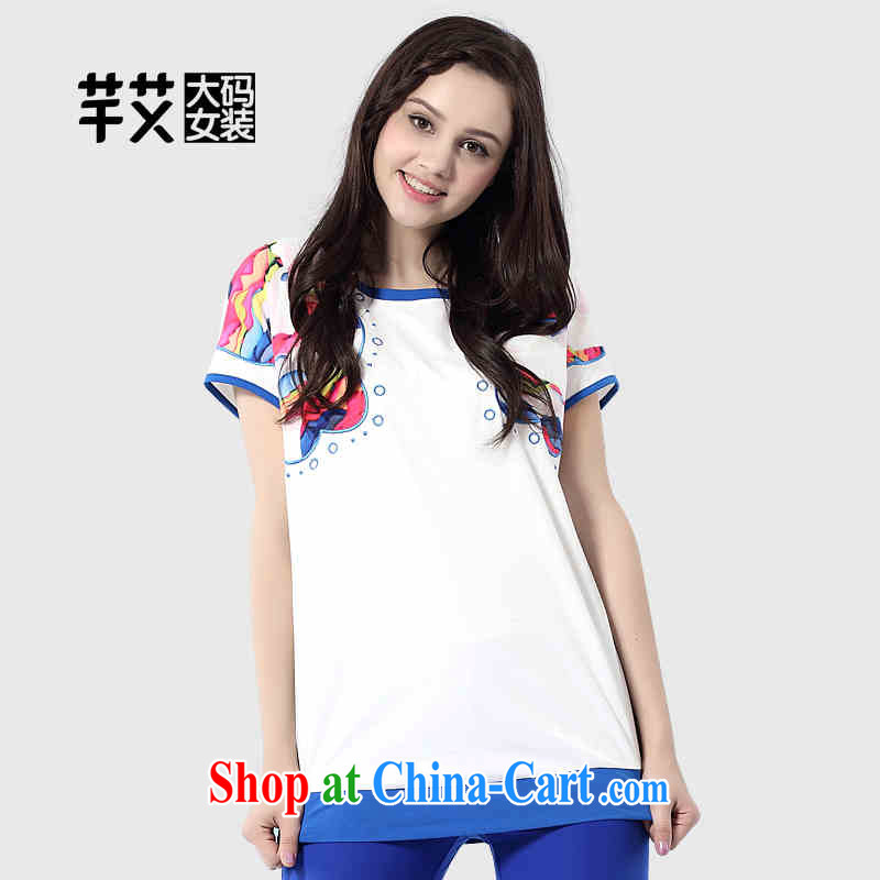 The Constitution is the girl with thick mm and indeed increase 2015 summer new round-collar loose short-sleeved T pension 2501 white 108_3 XL