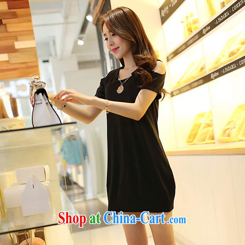 In short, the 2015 will be focused on the MM indeed increase, female summer new graphics thin beauty bare shoulders short-sleeve dress girls J 743 black 4XL, in short, would the (Janrelove), online shopping