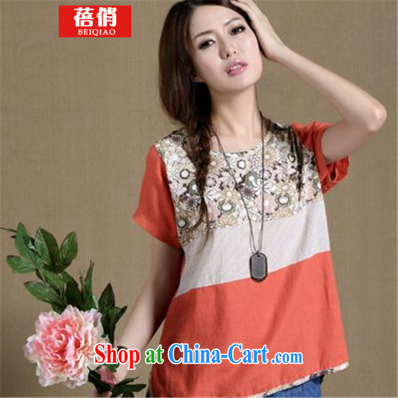 Mrs Ingrid Yeung, 2015 cotton mA short-sleeve girls T-shirt spring and summer with T-shirt Ethnic Wind stamp duty Stitching with T-shirts red XXXL, Mrs Ingrid, (BEIQIAO), shopping on the Internet