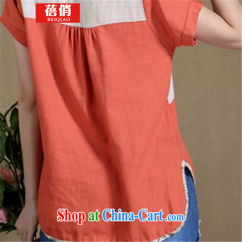 Mrs Ingrid Yeung, 2015 cotton mA short-sleeve girls T-shirt spring and summer with T-shirt Ethnic Wind stamp duty Stitching with T-shirts red XXXL, Mrs Ingrid, (BEIQIAO), shopping on the Internet