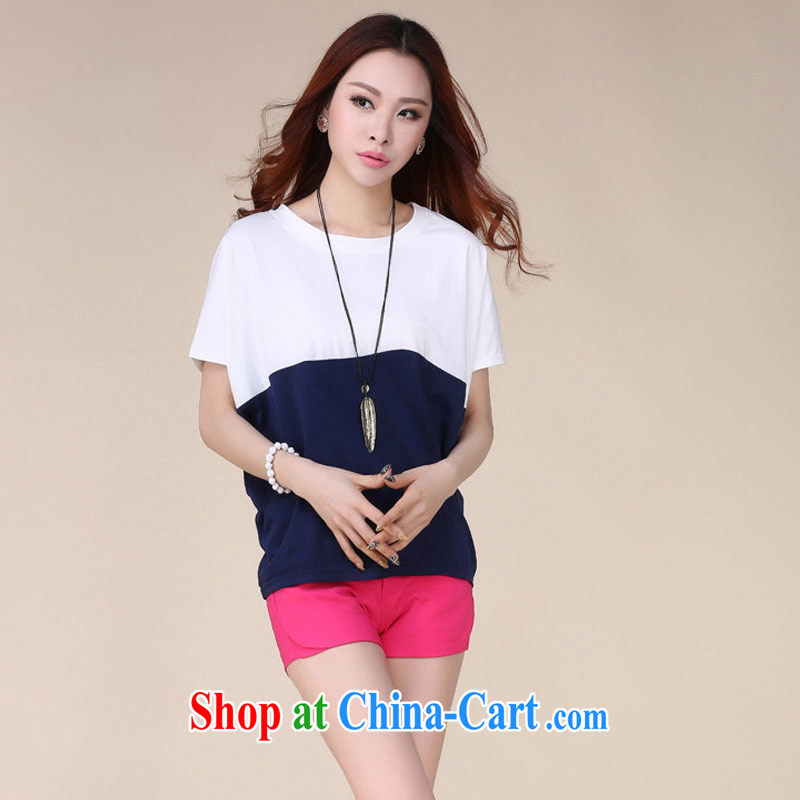 Thin (NOS) summer King, female loose video thin knocked color, generation, cotton T shirt women T-shirt W 63,581 large blue code 4 XL, thin (NOS), online shopping