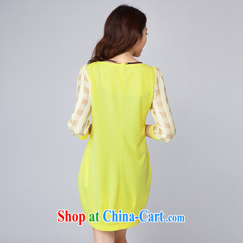 and the United States, would be the Code women 2015 spring and summer new thick MM graphics thin Korean fashion 5 cuff dress, cultivating W 2006 yellow 3 XL, the US would be (RIUMILVE), online shopping