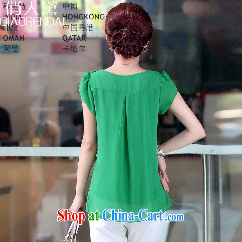 For Estee Lauder, summer 2015, the elderly, women with loose thick snow mm woven shirt short-sleeved T shirt T-shirt girl green XXXL, who is Diane (QIAORENDAI), shopping on the Internet