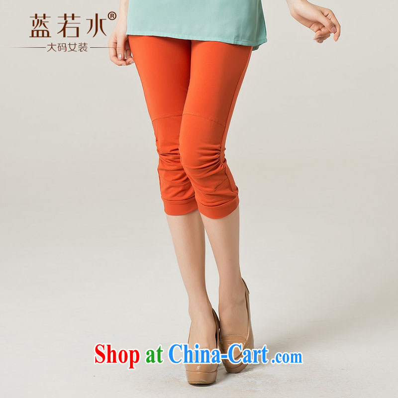 Blue Water XL girls 2015 new summer 7 pants mm thick pants beauty graphics thin stretch solid pants orange XXXXL