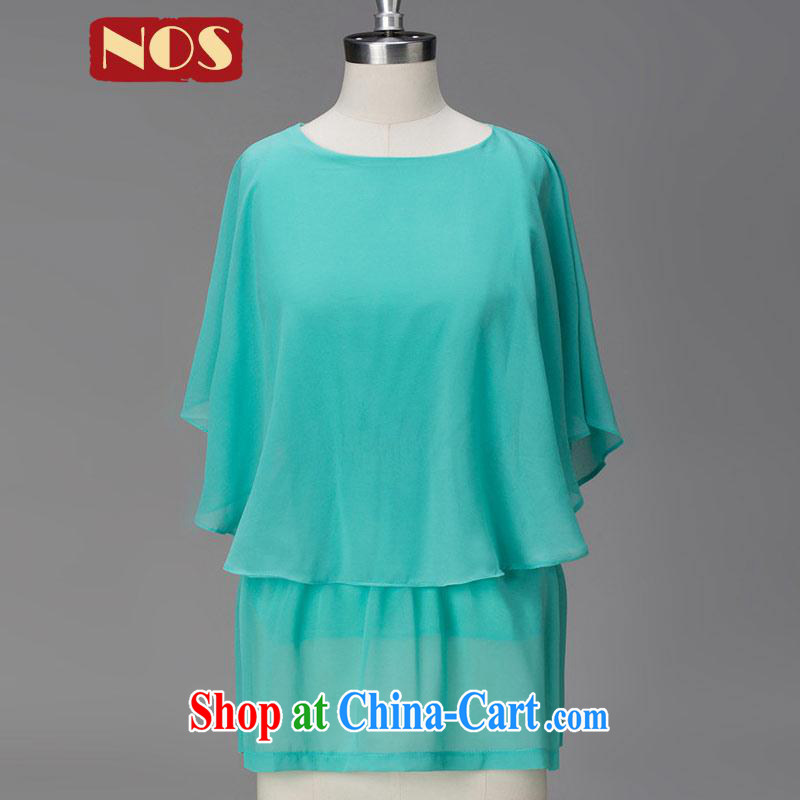 Thin _NOS_ larger female Korean wigs two Elasticated waist snow woven shirts 100 ground T-shirt W 9689 green code 4 XL