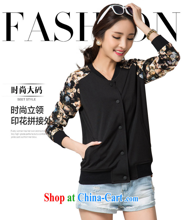 blue if the water increase, women 2015 spring new Korean Version Stamp sleeves T-shirt baseball uniform stitching College wind thick mm small jacket and indeed increase female black XL pictures, price, brand platters! Elections are good character, the national distribution, so why buy now enjoy more preferential! Health