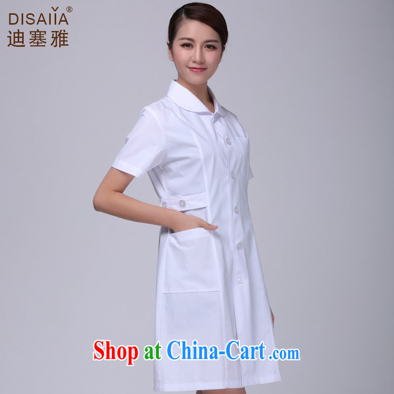 Di Nga summer short-sleeved female doctors serving nurse service internship robes Lab Coat pharmacies uniform white M, Di Ya, shopping on the Internet