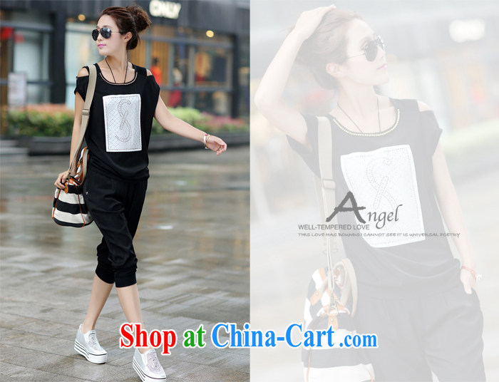The angel mine Dun 2015 Korean summer new, larger female thick MM sister leisure short-sleeved sport kits 668 black XL (120 - 130 Jack left and right) pictures, price, brand platters! Elections are good character, the national distribution, so why buy now enjoy more preferential! Health