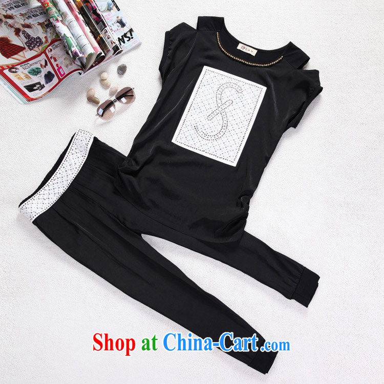 The angel mine Dun 2015 Korean summer new, larger female thick MM sister leisure short-sleeved sport kits 668 black XL (120 - 130 Jack left and right) pictures, price, brand platters! Elections are good character, the national distribution, so why buy now enjoy more preferential! Health