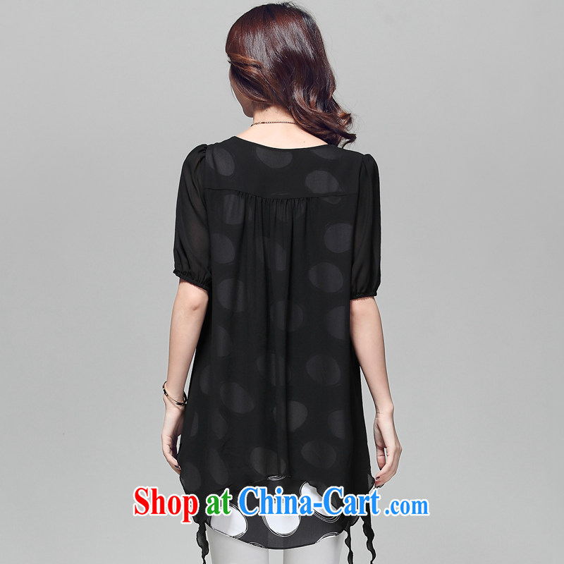 and the United States, would be the Code women with thick mm video thin 2015 summer quarter Korean version of the new, leave of two parts, long wave, short-sleeved snow T woven shirts T-shirt 5010 black XXXXL, the US would be (RIUMILVE), online shopping