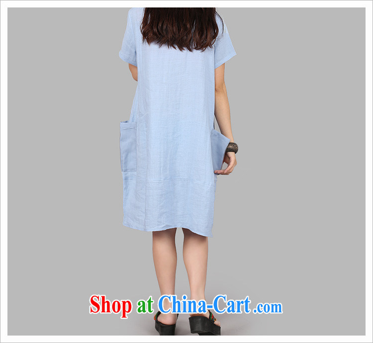 Onpress International Rain underglaze early summer 2015 new liberal XL yarn Web coin decorated with large pocket short-sleeved linen dresses 056 light blue XXL pictures, price, brand platters! Elections are good character, the national distribution, so why buy now enjoy more preferential! Health