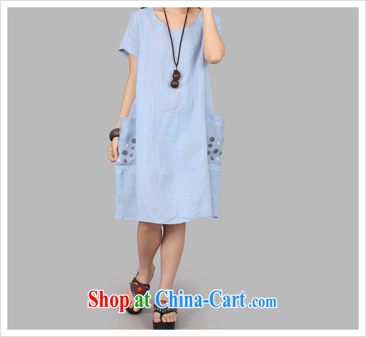 Onpress International Rain underglaze early summer 2015 new liberal XL yarn Web coin decorated with large pocket short-sleeved linen dresses 056 light blue XXL pictures, price, brand platters! Elections are good character, the national distribution, so why buy now enjoy more preferential! Health