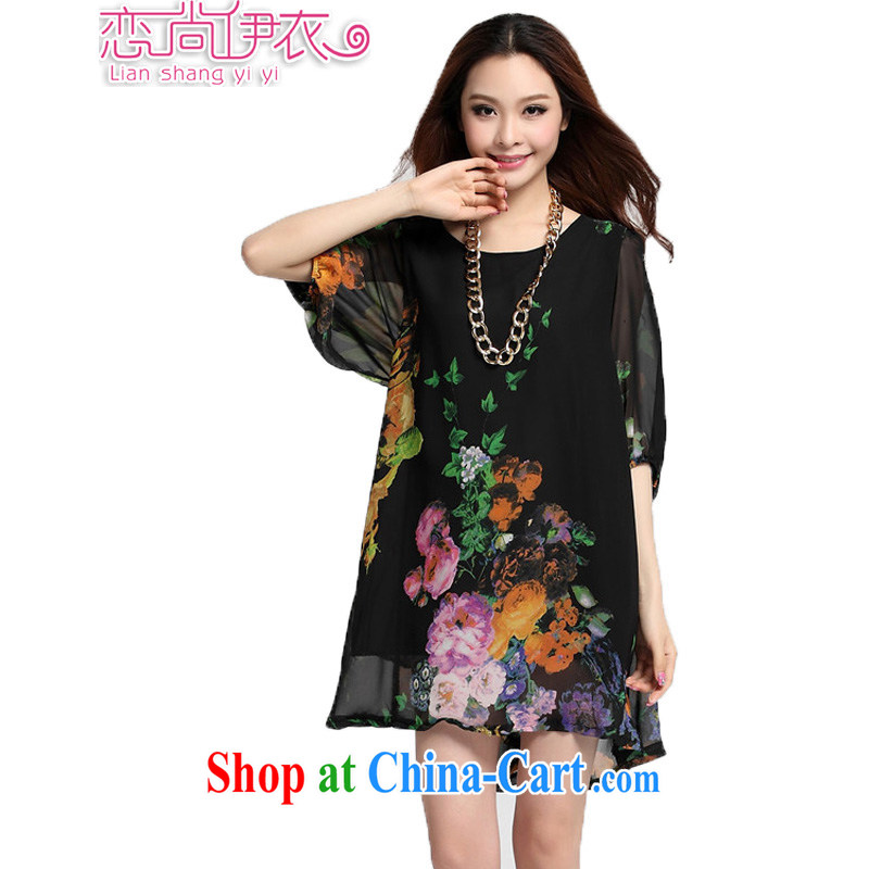 618 to the land, yet the Code women summer 2015 new the FAT and FAT sister retro flowers loose short-sleeve dress 1012 black spend 4 XL recommendations 220 - 260 jack
