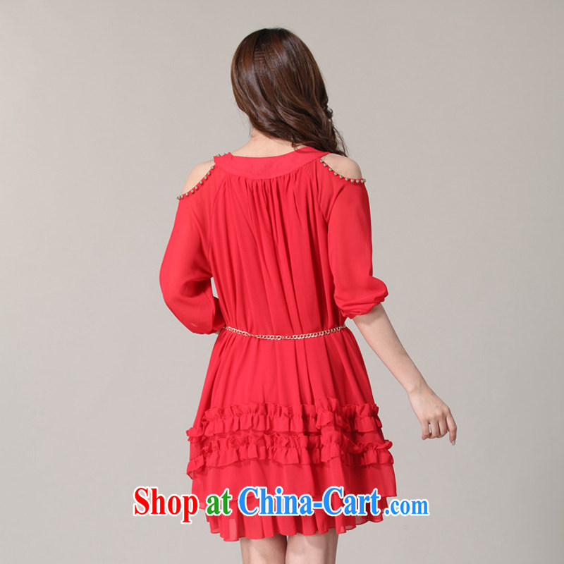 618 to the land is still the Yi 2015 summer new, large, female Korean version of yuan style rivets short-sleeved dresses to pass through 100 - 250 Jack red 6 XL, land is still the garment, and, shopping on the Internet