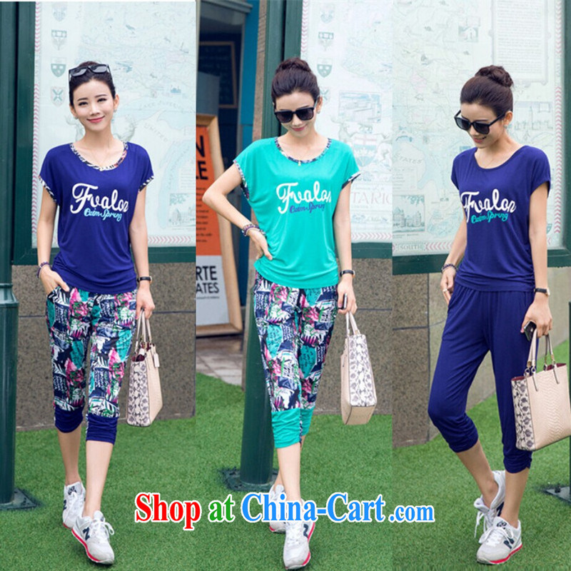 2015 new women summer sports package the code female Korean cotton sport and leisure centers MM Leisure Suit stylish package breathable graphics thin 7 pants Kit BS 13,115 purple blue 3 XL recommendations 150 - 170 jack, Moses gives the (MOLISIDUN), online shopping