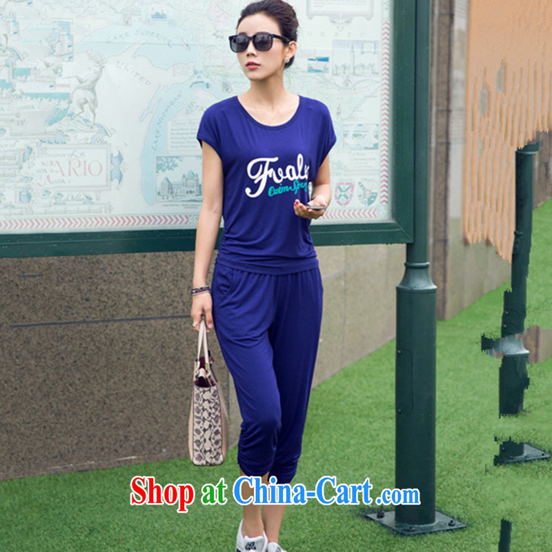 2015 new women summer sports package the code female Korean cotton sport and leisure centers MM Leisure Suit stylish package breathable graphics thin 7 pants Kit BS 13,115 purple blue 3 XL recommendations 150 - 170 jack, Moses gives the (MOLISIDUN), online shopping