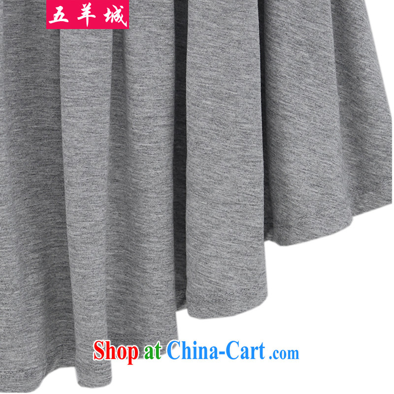 Five Rams City in Europe and America is indeed the XL women mm thick summer decoration, graphics thin, long, thick sister flouncing loose cuff short sleeves shirt T 181 light gray 4 XL, 5 rams City, shopping on the Internet