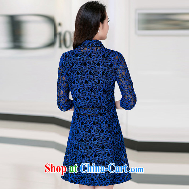 Van Gogh 倲 2015 summer on the new section, Japan, and South Korea version the code mother Lady lace older-waist graphics thin floral package and two-piece dresses X 888 blue 3 XL, Van Gogh 倲 (FanDong), shopping on the Internet