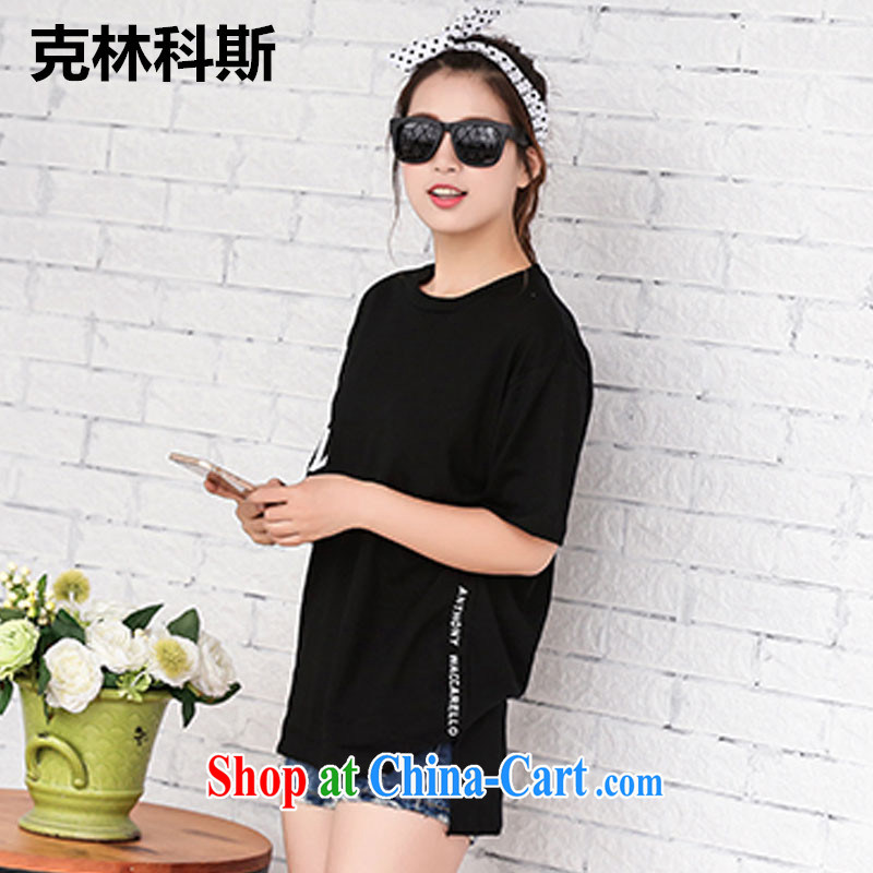 _The 2015 summer female Korean version of the new, larger female stylish casual women T pension with fat loose short-sleeved T-shirt female black are code