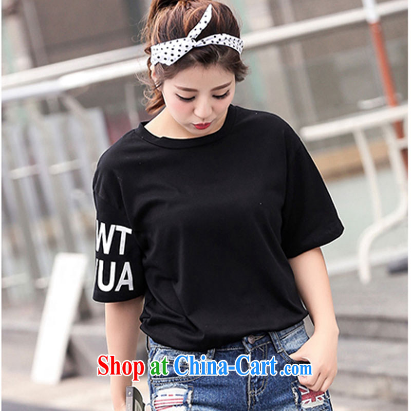 (The 2015 summer female Korean version of the new, larger female stylish casual women T pension round-collar fat loose short-sleeved T-shirt female black, code, the (COLINCOS), shopping on the Internet