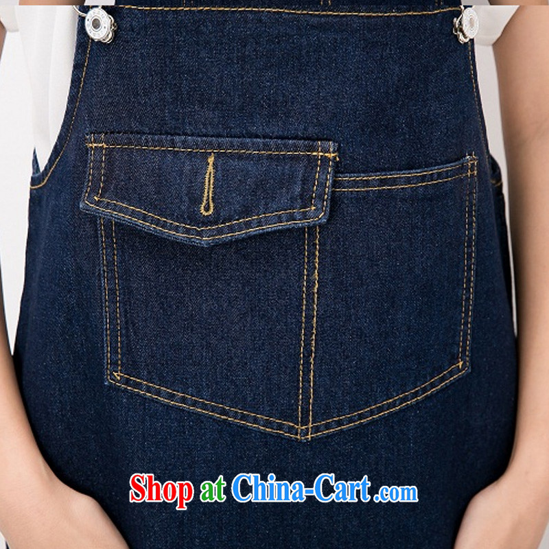 According to perfect summer 2015 new emphasis on MM retro graphics thin large code female loose jeans with dress straps dress Y 2139 dark blue XXXL, according to perfect (Yibofei), and, on-line shopping