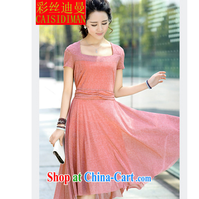 colored silk's summer 2015 new, larger female graphics thin lady skirt in cultivating long snow-woven dresses female tea green XXXL, silk, Cayman, and shopping on the Internet