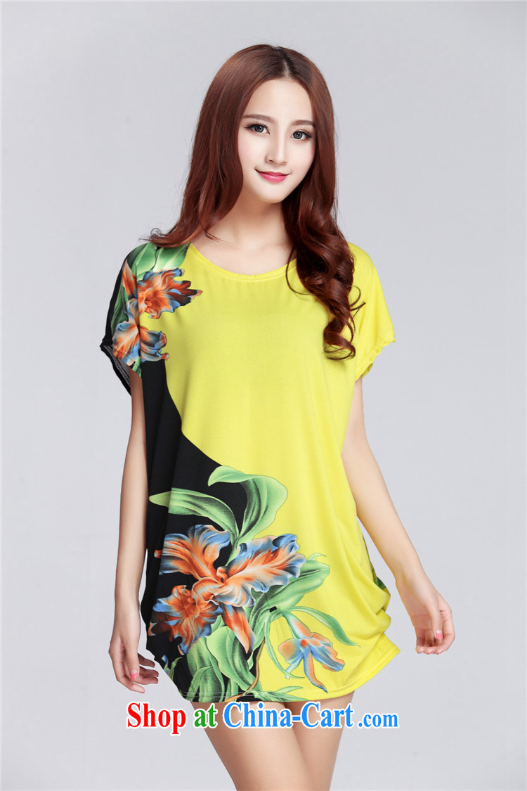 Philip hennessy, fashions 2015 summer new thick MM larger women relaxed in Europe round-collar short-sleeve stamp solid dresses skirts dresses yellow are code pictures, price, brand platters! Elections are good character, the national distribution, so why buy now enjoy more preferential! Health