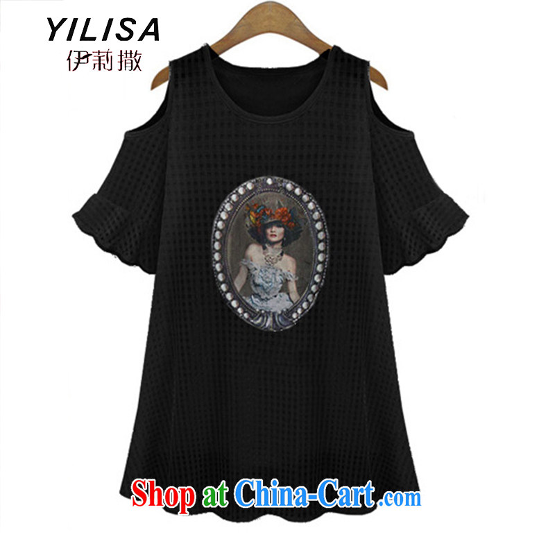 YILISA larger female summer short-sleeved loose your shoulders A Field dress mm thick soft Europe by the summer, long T-shirt K 569 white 5 XL, Ms. sub-Saharan (YILISA), online shopping