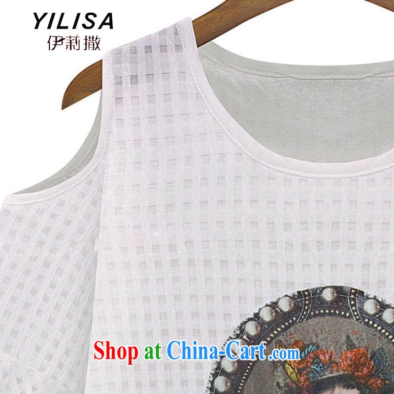 YILISA larger female summer short-sleeved loose your shoulders A Field dress mm thick soft Europe by the summer, long T-shirt K 569 white 5 XL, Ms. sub-Saharan (YILISA), online shopping