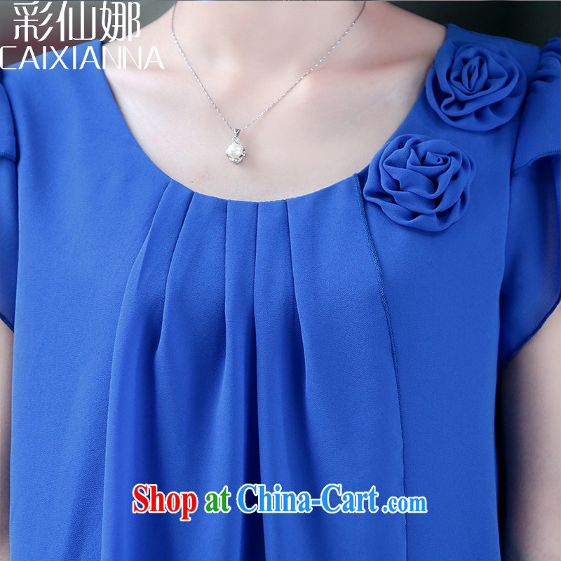 Also, Sin on 2015 mm maximum code female elderly in loose video thin short-sleeved snow woven shirts T-shirt T-shirt blue XXL, Sin (CAIXIANNA), and, on-line shopping