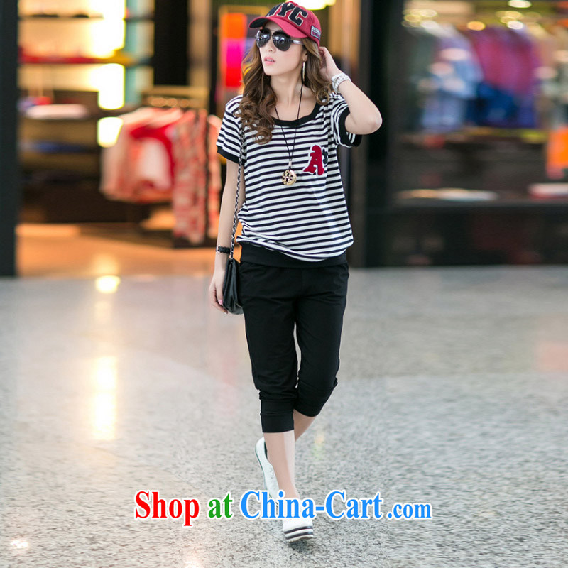 According to Chi-sun fat mm spring loaded new 2015 Kit female and indeed increase, short-sleeved 7 pants sport and leisure package black XXXXL, according to Chi-sun, and, on-line shopping