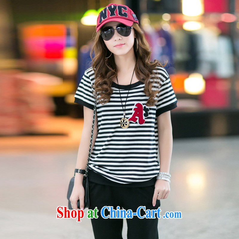 According to Chi-sun fat mm spring loaded new 2015 Kit female and indeed increase, short-sleeved 7 pants sport and leisure package black XXXXL, according to Chi-sun, and, on-line shopping