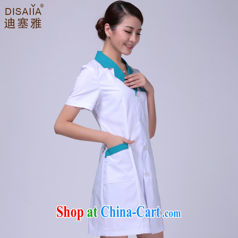 Di Nga summer short-sleeved pharmacies clothing doctor service, female beauty, robes lab uniforms nurses uniforms pharmacy uniform Green and White clothing and girls - No belt M, of Jacob, and shopping on the Internet