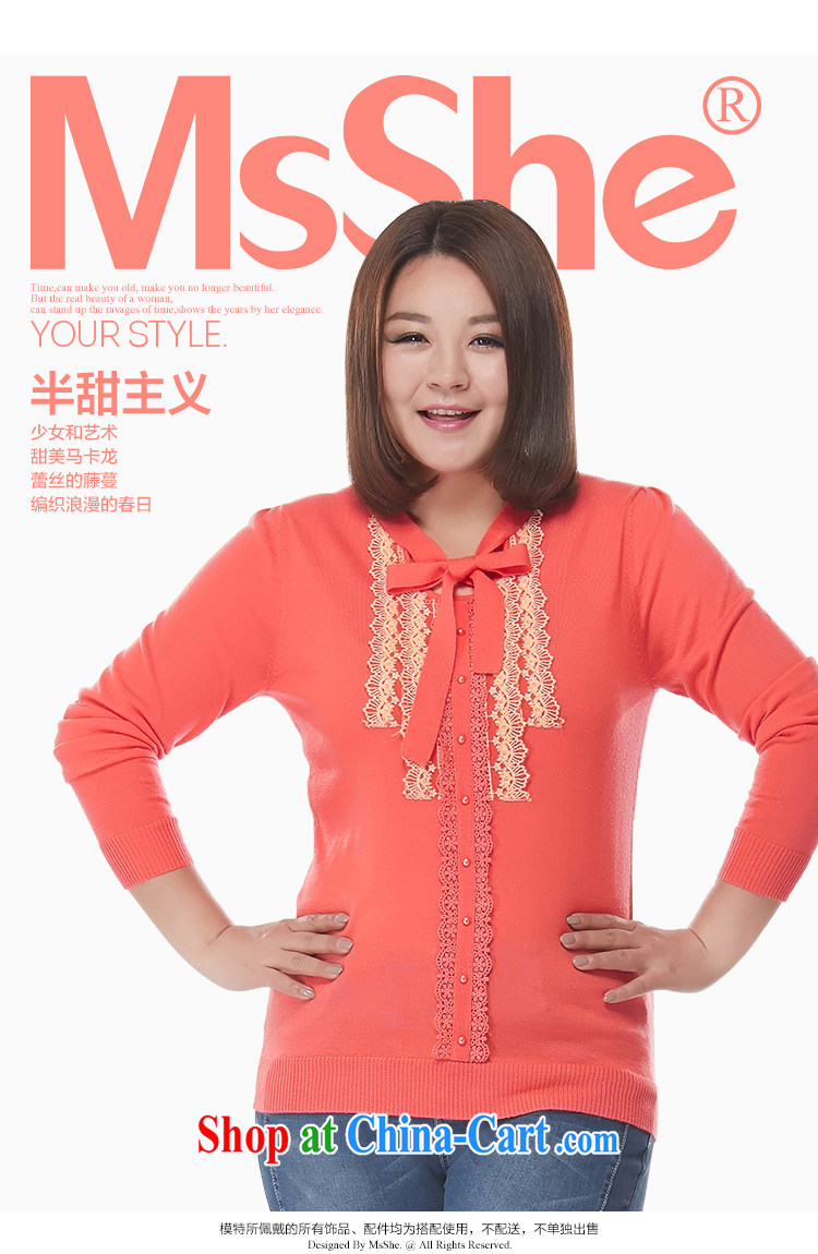 MSSHE XL women 2015 spring lace lace long-sleeved sweater sweater clearance 2297 red-orange 5 XL pictures, price, brand platters! Elections are good character, the national distribution, so why buy now enjoy more preferential! Health