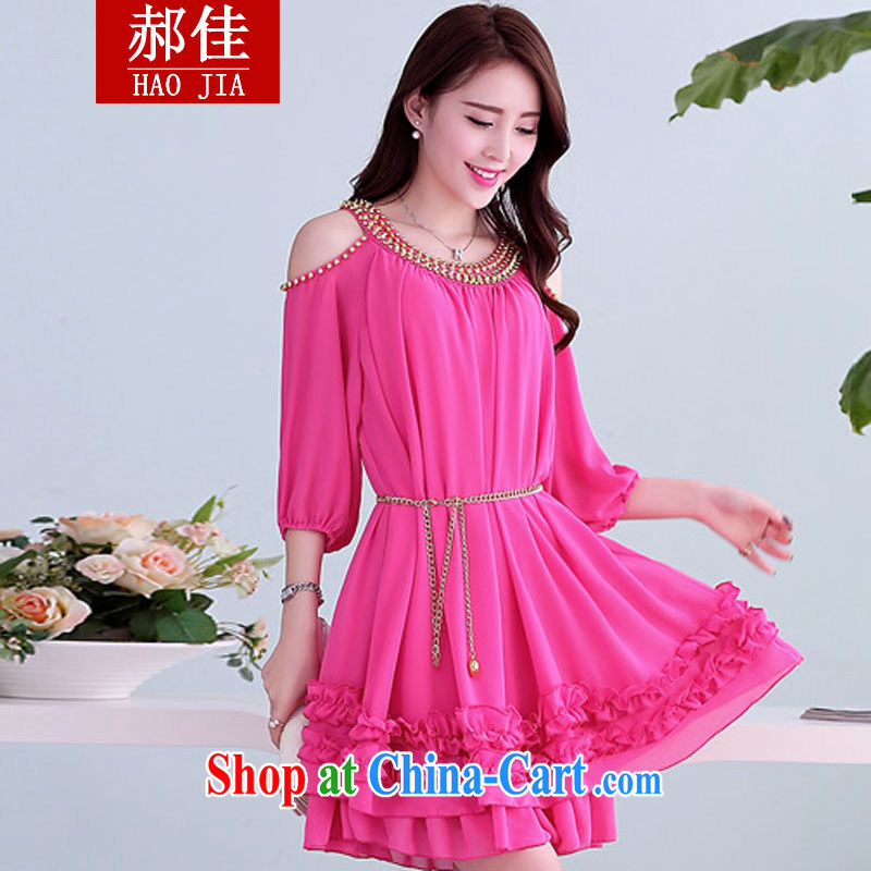 Hao better summer 2015 thick sister Korean XXXXXL loose the fat XL female snow woven dresses of red XXXL 180 jack - 200 jack