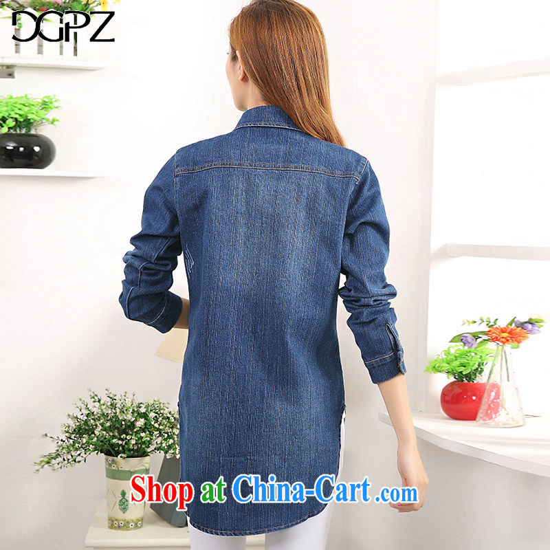 The DGPZ Code women fall 2015 with new, solid blue denim shirt jacket 836 denim blue XXXXL, DGPZ, shopping on the Internet
